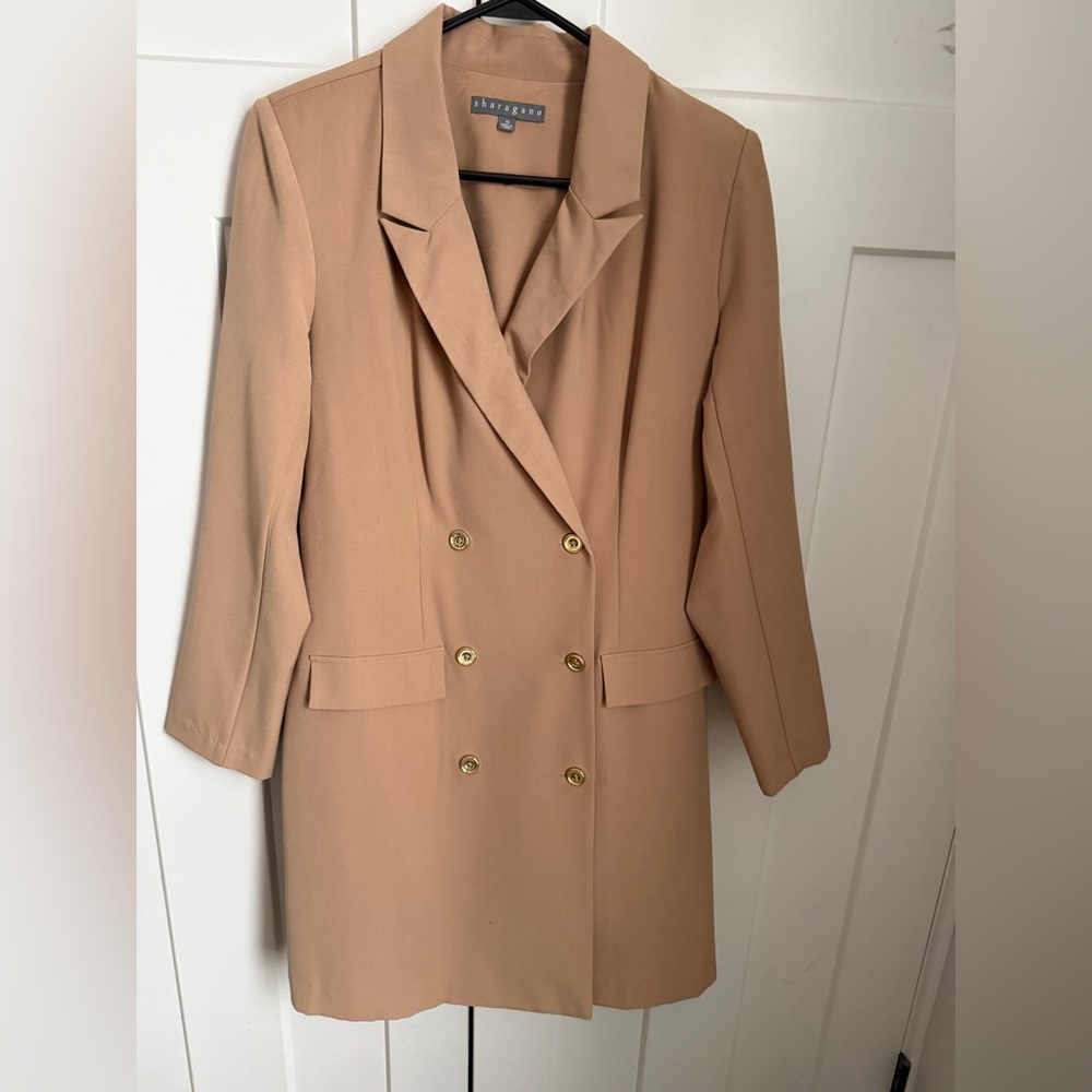 Women's Tan Double-Breasted Blazer Dress size 10. NWOT.